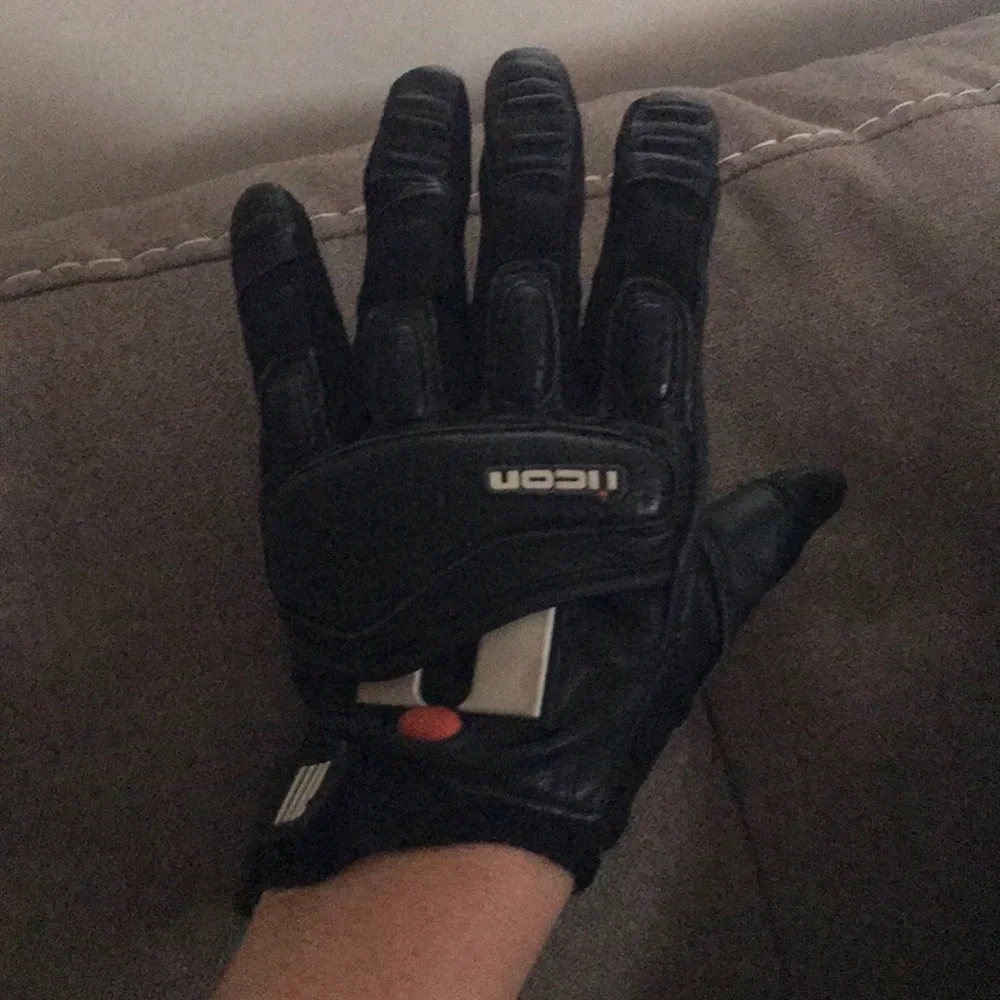 ICON Black Motorcycle Gloves with Subtle Orange Accent
